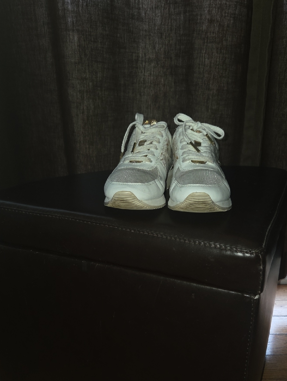 Michael Kors White and Beige Women's Lace-Up Sneakers